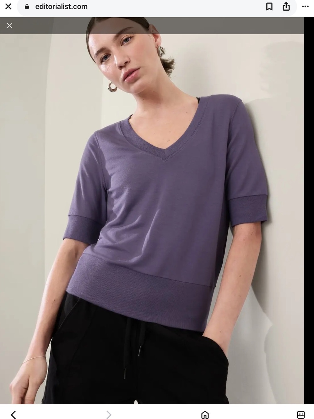 Athleta Step Forward V Neck Short Sleeve Top Lavender Purple NWOT small